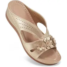 Chinelos Femininos Casuais Flor Oco Cunha Sapatos De Praia Ao Ar Livre Plataforma De Moda Confortável Sandálias Antiderr