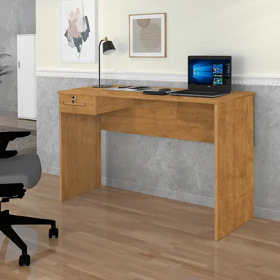 Escrivaninha Home Office Jaspe Gaveta com Chave Ideal para Estudos e Trabalho Mesinha para Notebook