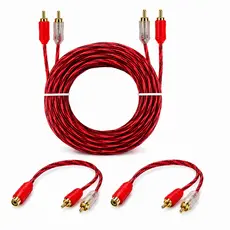 Kit Cabo Rca 5 Metros Dupla Blindagem Injetado + 2 Y 2m/1f