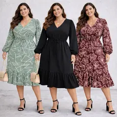 PLUS SIZE Vestido manga longa tamanho GG EXG veste 46 ao 54 malha fria poliamida comprida inverno