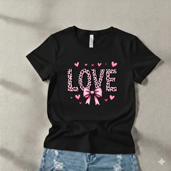 Camiseta Feminina Delicada Love Onça Detalhes Rosa Blusa 100% Algodão Envio Rápido