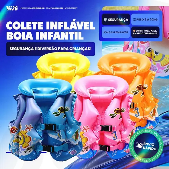 Boias Infantil Colete Salva Vidas Inflável Piscina Praia lagos Verao Flutuador Criança 10KG Até 25KG