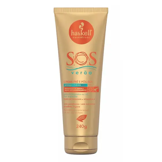 Creme Pentear Haskell Pre E Pos Sol 4 Em 1 Sos Verão 240g,