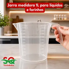 Jarra Medidora 1 Litro Graduação Precisa Copo Medidor Culinária Confeitaria Dosador Medidor Graduado  Incolor