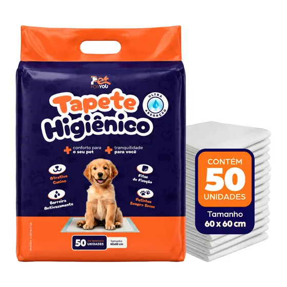 Tapete Higiênico 50un 60x60 Pet Descartável Macio Cães