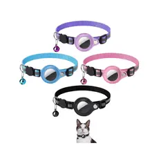Coleira com Capa Fixa AirTag  Rastreador GPS Guizo Pet  Cães Gatos Identificação Segurança