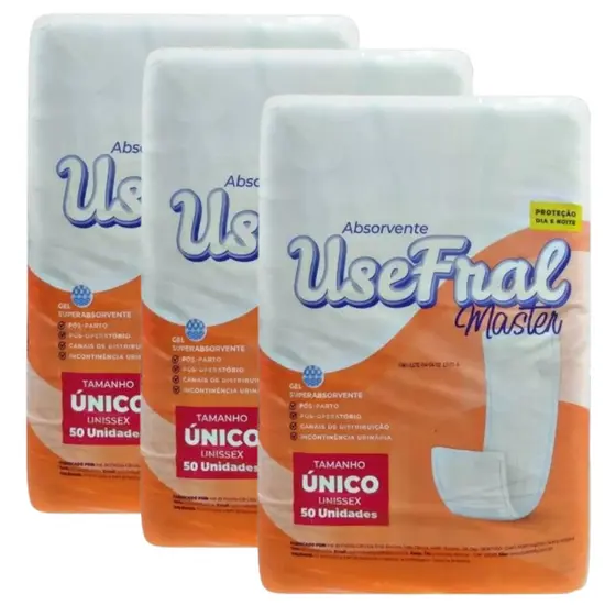 Kit 3 Absorvente Adulto Geriátrico UseFral - Total de 150 Unidades