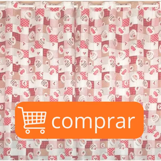 Cortina de Cozinha 2,20 x 1,40 Estampada Oxford para Janela Vitro - Decoração