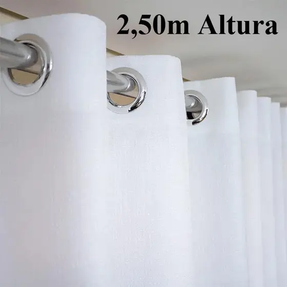 Cortina grande Ilhós Cromado 3 x 2,50 Alt Oxford Para Quarto Sala Escritório