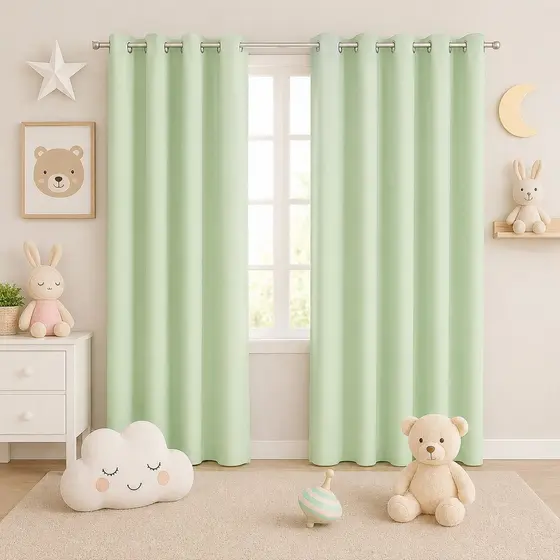 Cortina Infantil Oxford 2,80x2,20 com Ilhós | Quarto de Bebê | 2 Folhas | Varão 28mm