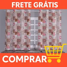 Cortina de Cozinha 2,20 x 1,40 Oxford Estampado janela vitro