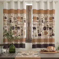 Cortina de Cozinha Oxford 2,20 x 1,40 Estampada para Janela Vitro - Decoração