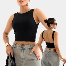 Blusa Blusinha Feminina Regata Costa Nua Suplex Duplo Blogueira Tendencia