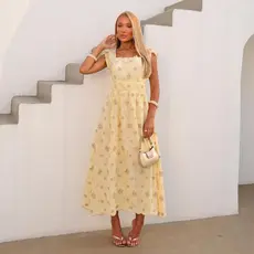 Vestido Midi Viscolinho Premium com Forro Manga Princesa Moda Elegante Evangélica