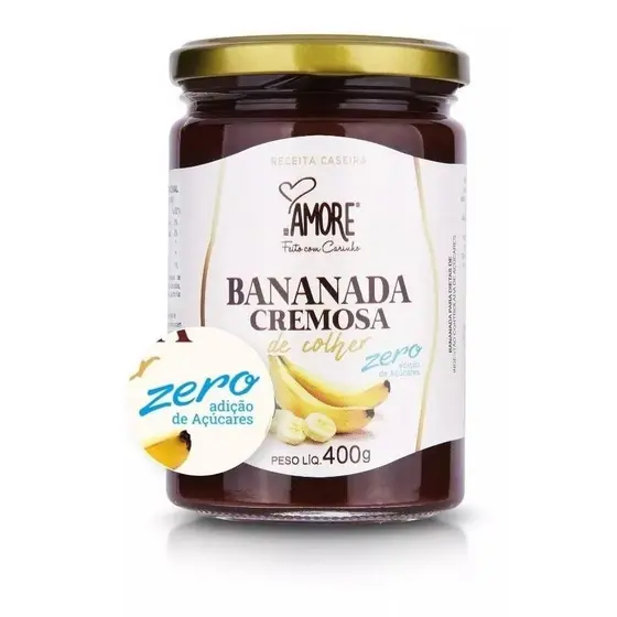 Bananada Cremosa Premium De Colher 400g Zero Açucar Rb Amore Alta Qualidade