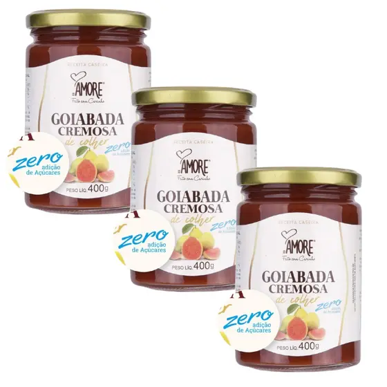 Kit 3 Goiabada cremosa de colher zero adição de açúcar 400g
