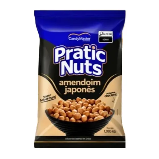 Amendoim Tipo Japonês Crocante Pratic Nuts 1,005KG Sabor Inigualável