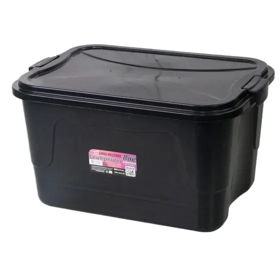Caixa Organizadora Multibox 15L Com Tampa E Trava Black Resistente