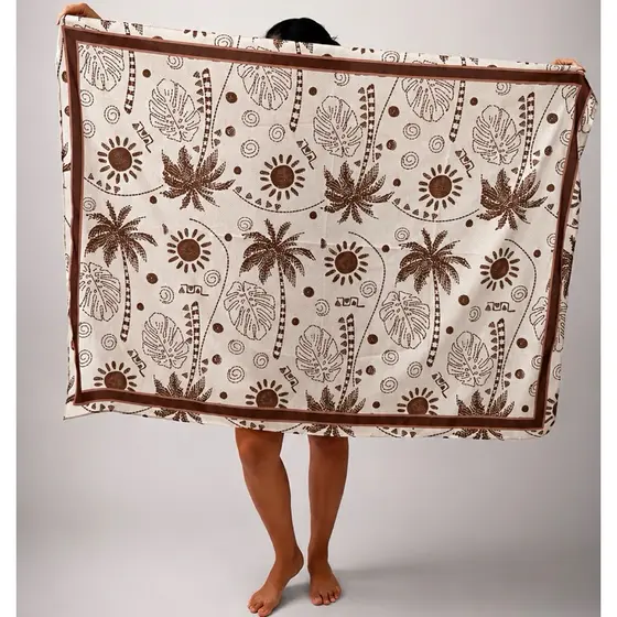 Pareo Canga de praia saída de praia estampada tecido tropical Estampas Exclusivas