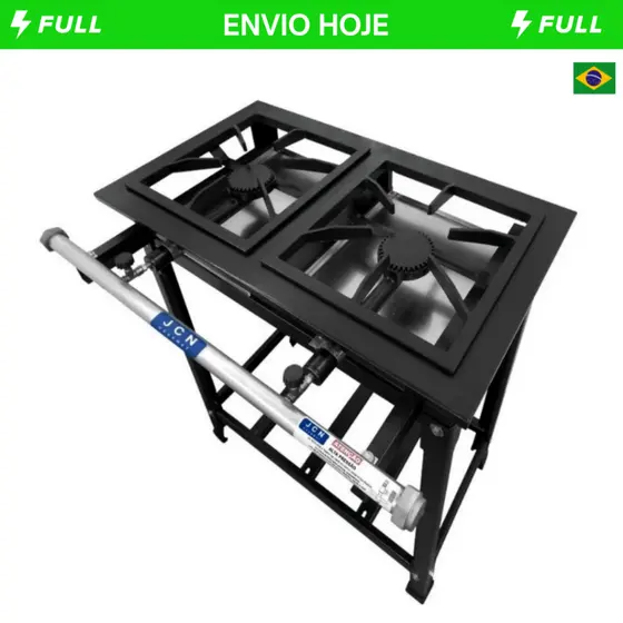 Fogão Standard Alta Pressão Industrial 2 Bocas Completo JCN Ferro Fundido/Aço Carbono Profissional