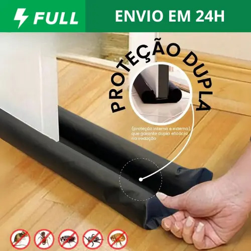 Kit Veda Porta Inferior 70cm 80cm 90cm Preto - Isolamento Contra Poeira, Vento e Insetos