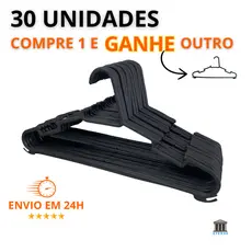 Cabide Adulto Preto kit Cabides Reforçado Organizar Roupas