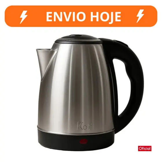 Chaleira Jarra Elétrica Térmica Bule Com Tampa Inox Prateada Desliga Sozinha 2litros