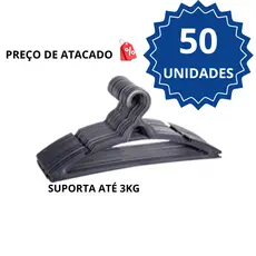 Cabide Adulto Preto Kit Unidades Reforçado Grosso Organizar Roupas
