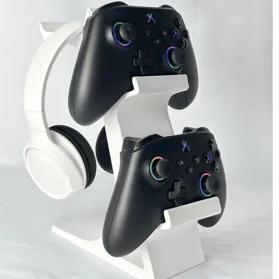 Suporte Gamer para 2 Controles e 1 Headset – Universal PS5 PS4 Xbox PC – Design Moderno