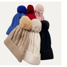 Touca Feminina inveno Adulto Forrada com Pelinho com pompom quente y205