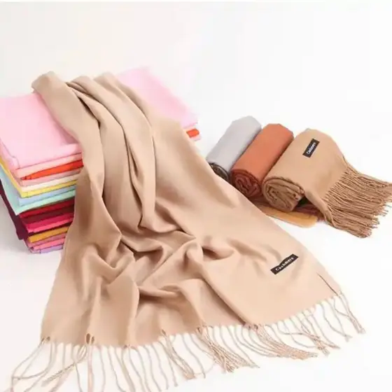 Cachecol Pashmina Lisa de poliester de 150g-250g com franjas unisex