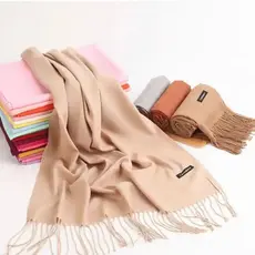 Cachecol Pashmina Lisa de poliester de 150g-250g com franjas unisex
