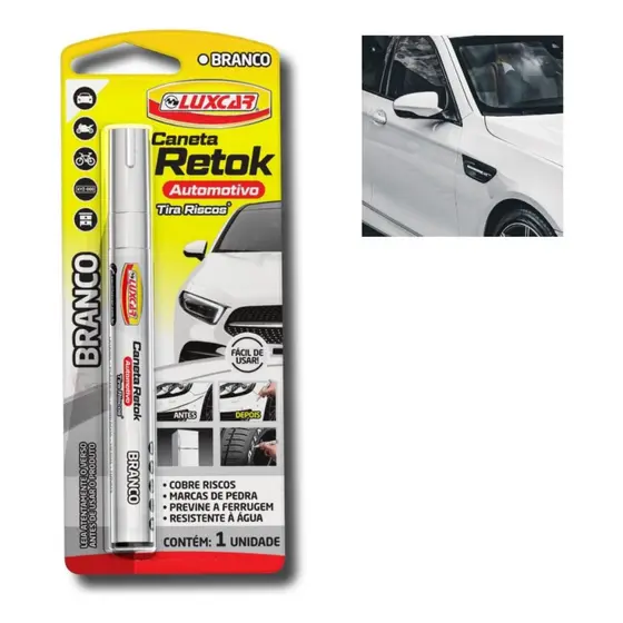Caneta Retok Tira Riscos Branca Repara Pintura De Carros