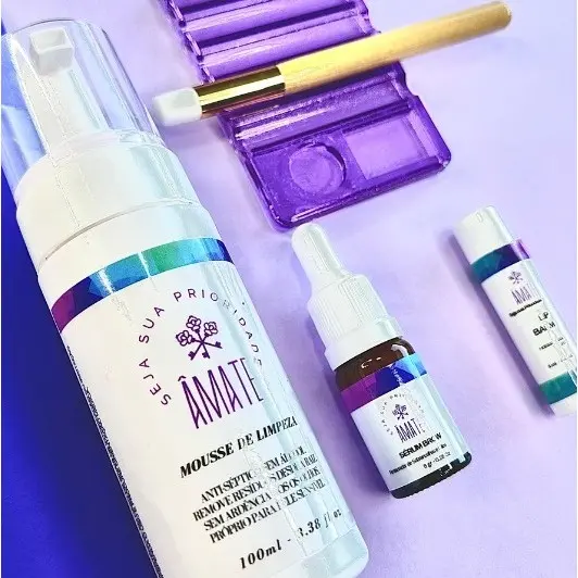 Kit Skin Care Rotina Diaria AMATE - Mousse de Limpeza Skin Care, Sérum de Crescimento Cílios e Sobrancelhas e  Lip Balm