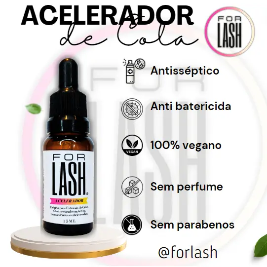 Finalizador / Acelerador para cola e Selador de Extensão de Cílios Flash Cure  15ml - Linha Forlash