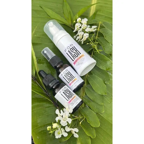 Kit de Retenção Extensão de Cílios FORLASH (Espuma limpeza Cílios + Primer Cílios + Acelerador cola extensão cílios)