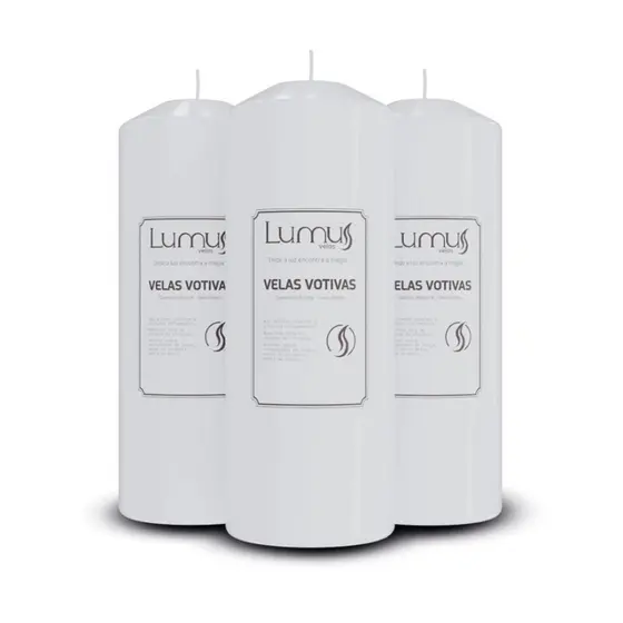 Kit 30 Velas de 7 dias Votivas 300g Brancas 13x5,5cm Parafina Pura  - Lumus Velas