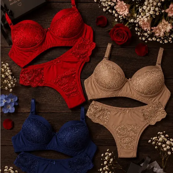 KIT Sutiã e Calcinha 3,5,7 e 10  Conjunto Lingerie Bojo Conforto Diário + Calcinha Feminina Sexy Moda Intima