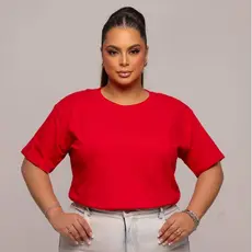 Blusa Feminina Plus Size Algodão 100% Modelagem Grande T-shirt Plus Size Básica Lisa Alta Qualidade