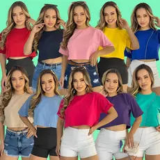 Kit 10 Blusa Blusinha Cropped Algodão 100% dia a dia sem estampa Moda Academia Modelagem Soltinha
