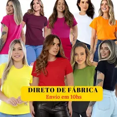 Kit 10 T shirt Algodão 100% Camiseta Feminina Babylook Basica sem estampa Blusinha Manga Curta