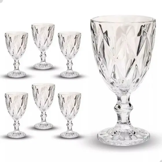 Taças Diamante de Vidro 340ml – 2 ou 6 Unidades