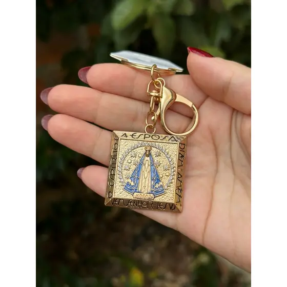 Chaveiro Nossa Senhora Aparecida Dourado com Brilho – Kit Sortido