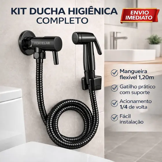 Ducha Higiênica Chuveirinho de Banheiro 1/4v Flexível 1.20mts Bidê Forte Lar
