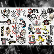 Adesivo Cartela Corinthians Timão Gaviões da Fiel Etiqueta Sticker Moto Carro Bike Caminhão Capacete