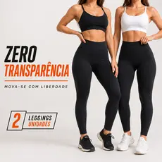 Kit 2 Leggings Feminina Cintura Alta ZERO TRANSPARENCIA - Calça Feminina Treino e Esportes Blackout Zero Transparencia
