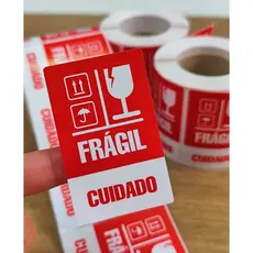 1000 Adesivo Cuidado Frágil 6x4cm Etiqueta Modelo Novo Ideal para Envios