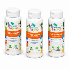 Kit 3 Talco Infantil com Amido de Milho 100g - Turminha Da Bagunça | Talco para bebê | Vegano e Hipoalergênico
