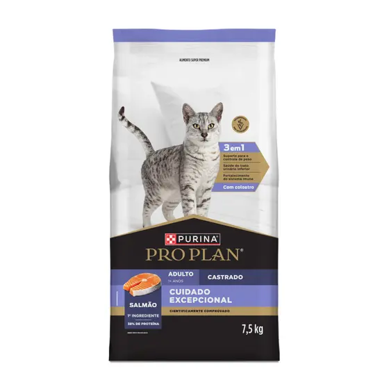 Pro Plan Ração Cuidado Excepcional Gato Adulto Castrado Salmão - 7,5kg