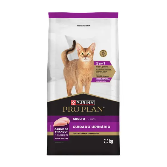 Pro Plan Ração Cuidado Urinário Gato Adulto Frango - 7,5kg